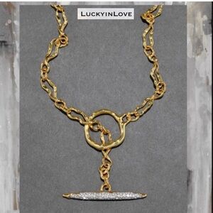 ALEXIS BITTAR • Solanales Gold Crystal Spear Toggle Brut Link Necklace